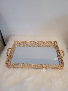 Tray Rectangular 29x27 CM made from metal and glasses