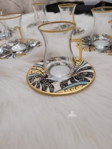 Tea set for six - glass and porcelain 