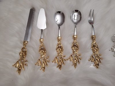 Dessert set - spoons and etc in gold and silver