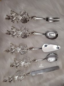 Dessert set - spoons and etc in gold and silver
